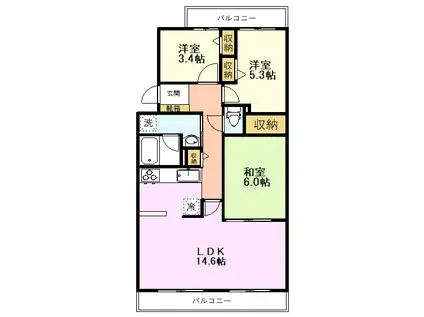 フィール天神町2号館(3LDK/1階)の間取り写真
