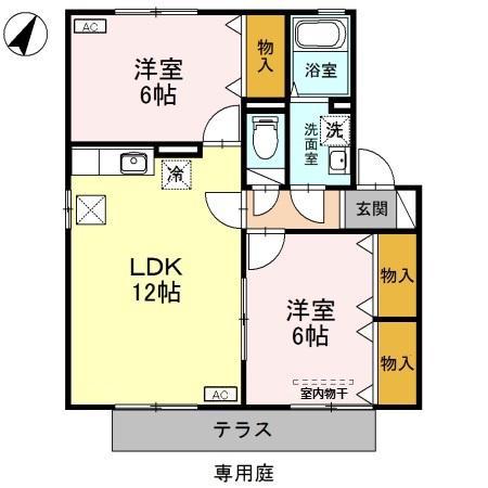セントラルハイツC(2LDK/1階)の間取り写真