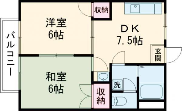 アプローズじん(2DK/2階)の間取り写真