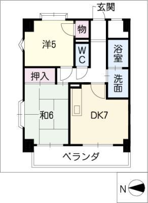 グランディオス元町(2DK/3階)の間取り写真