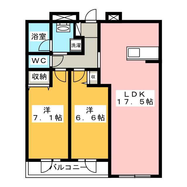 オラシオン新川(2LDK/1階)の間取り写真