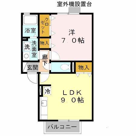 エミネンスB(1LDK/2階)の間取り写真