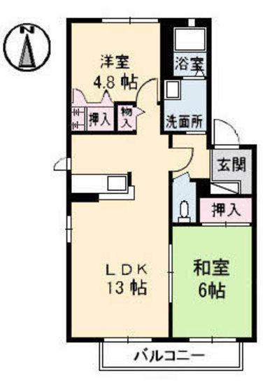 ソレイユさえき(2LDK/1階)の間取り写真