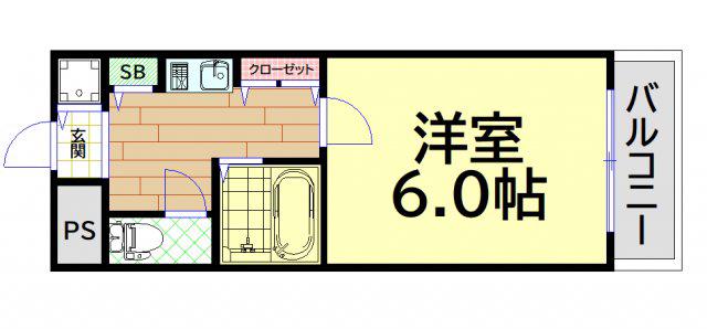 アーバンパレス九条(1K/4階)の間取り写真