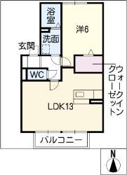リアンY(1LDK/2階)の間取り写真