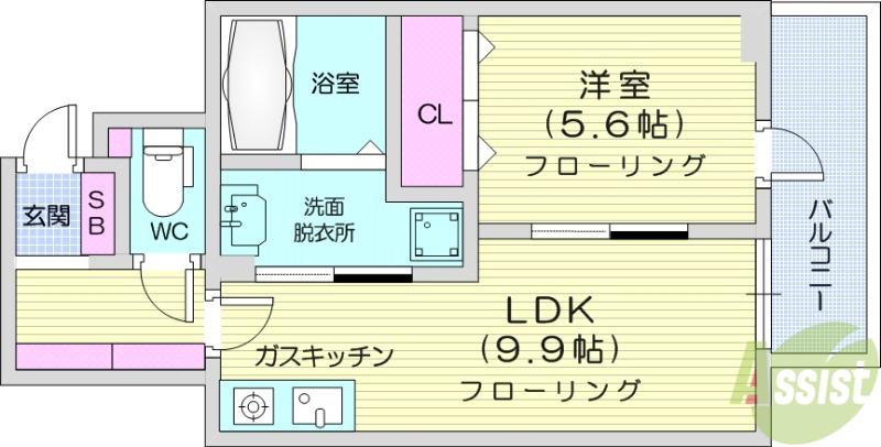 ラ・フォンテ立町(1LDK/5階)の間取り写真