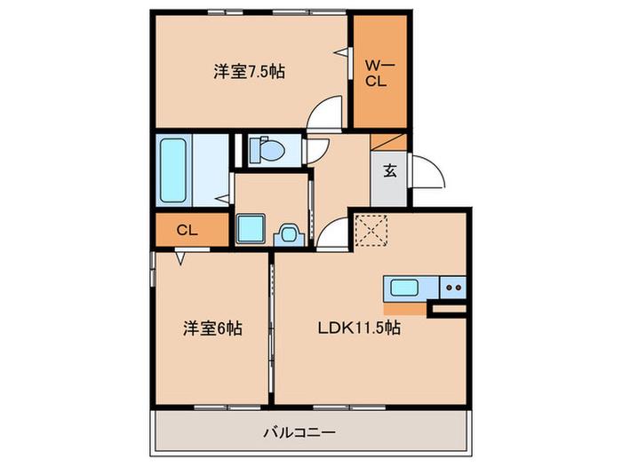 メイプルコート(2LDK/1階)の間取り写真