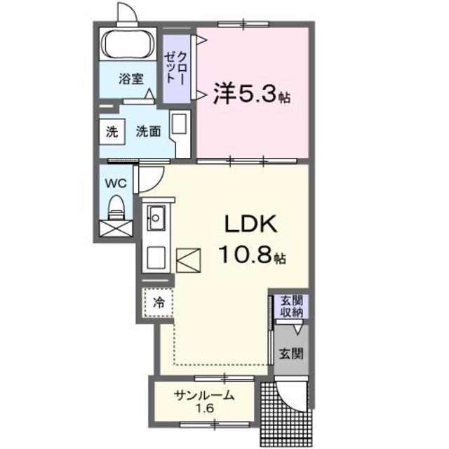 ベル リュミエール(1LDK/1階)の間取り写真