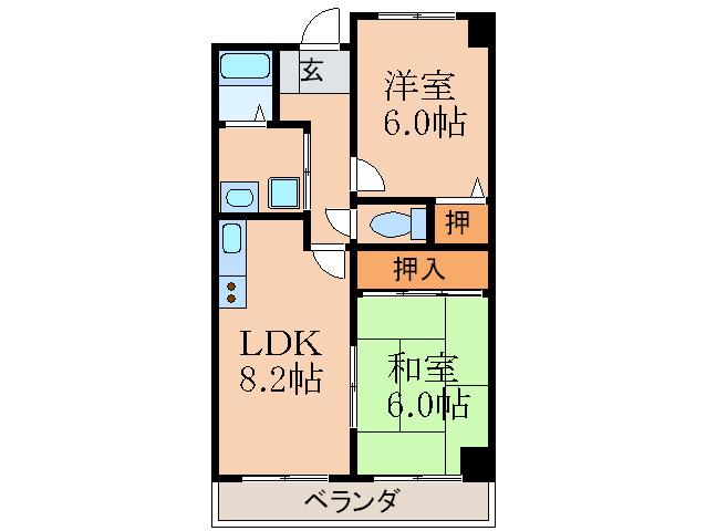 シェーンベルク(2LDK/1階)の間取り写真