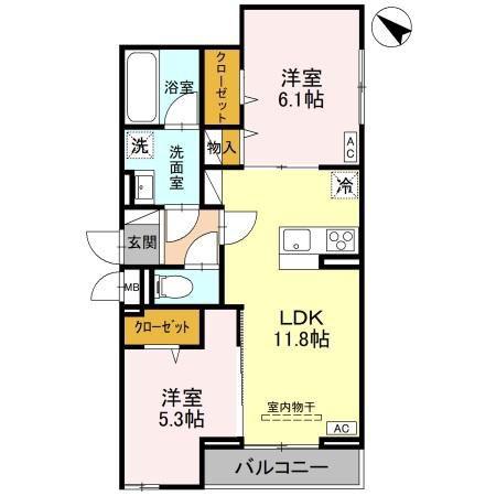 クレール・メゾン(2LDK/3階)の間取り写真
