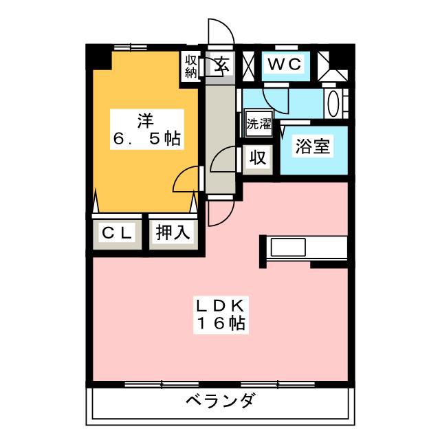 サンビーム八代(1LDK/3階)の間取り写真