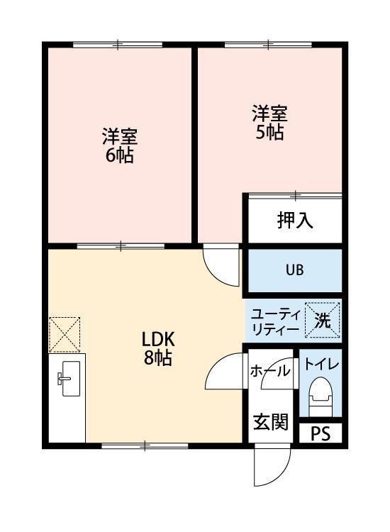 シティハウス(2DK/2階)の間取り写真