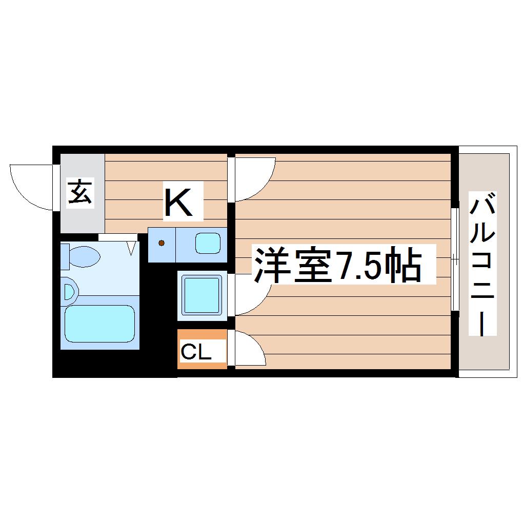 サンシティ荒町(1K/2階)の間取り写真