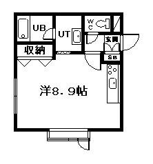 アムール医大前(ワンルーム/2階)の間取り写真