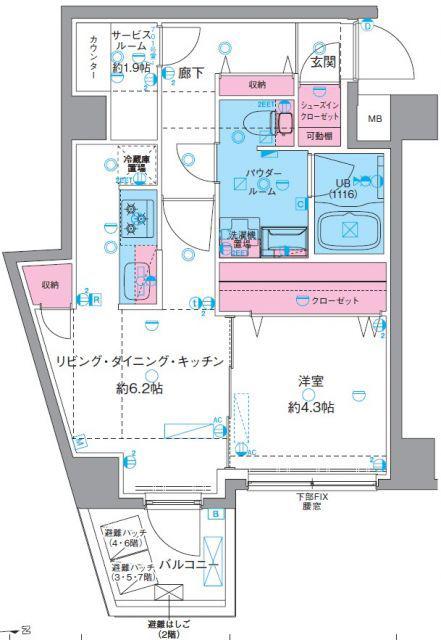 GENOVIA東向島IV(1SLDK/7階)の間取り写真
