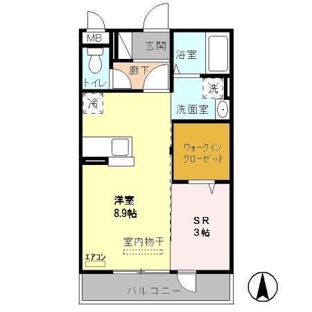 トレビナ与野本町(ワンルーム/2階)の間取り写真