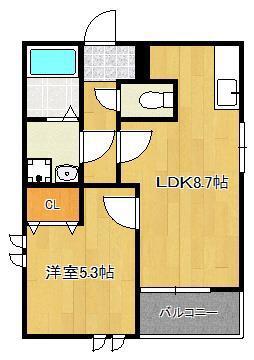 GRAZIOSO戸畑(1LDK/3階)の間取り写真