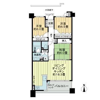サーパス平野町(3LDK/3階)の間取り写真
