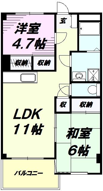セントラルコーポフェニックス(2LDK/3階)の間取り写真