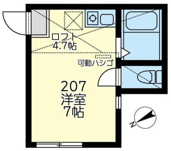 ユナイト富士見アントワーヌ(ワンルーム/2階)の間取り写真