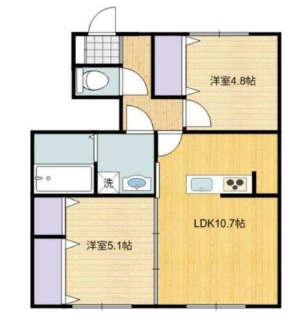 ネットハイツC(2LDK/1階)の間取り写真