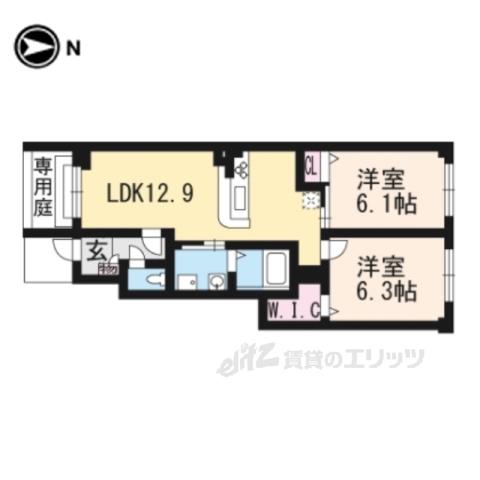 グランドゥール楓(2LDK/1階)の間取り写真
