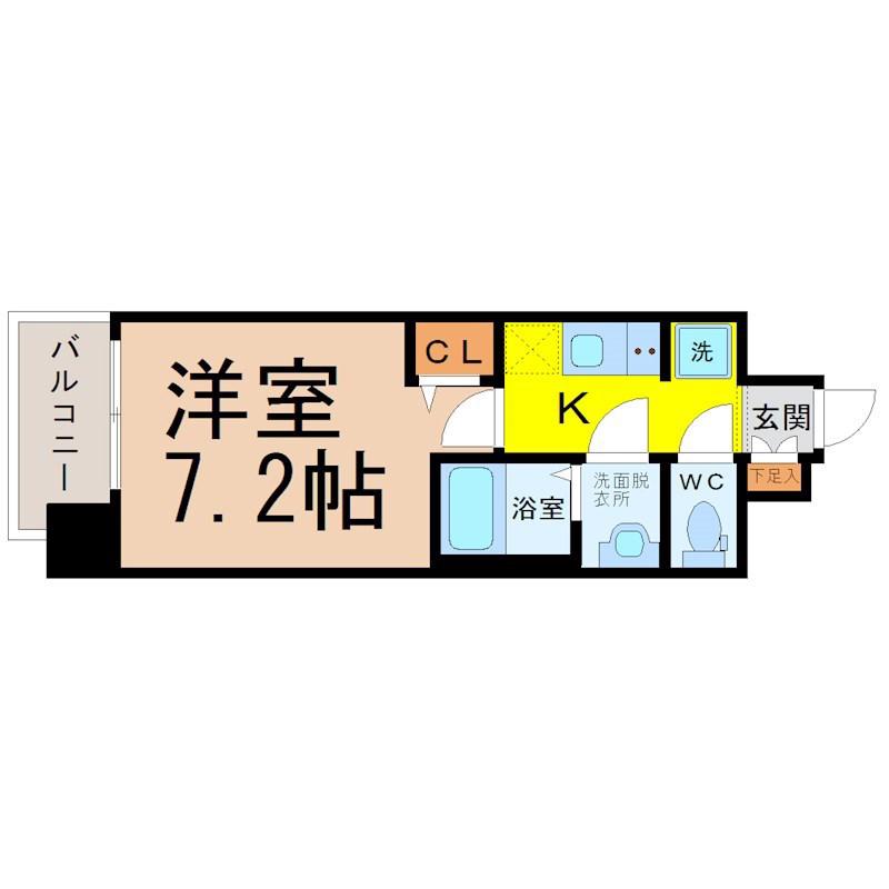 メイクスデザイン鶴舞(1K/14階)の間取り写真