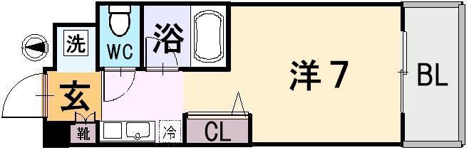 フォレストコート長瀬(ワンルーム/4階)の間取り写真