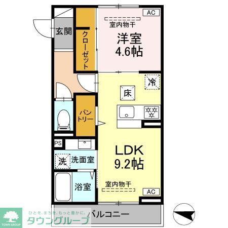 ルドベキア湘南台(1LDK/2階)の間取り写真