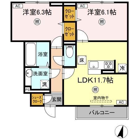 エミネント・グラン(2LDK/1階)の間取り写真