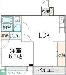 コーポラスウエダ(1LDK/4階)の間取り写真