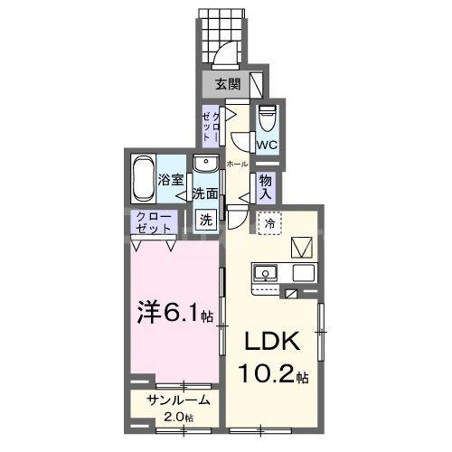 パラッツオ ビアンカ(1LDK/1階)の間取り写真