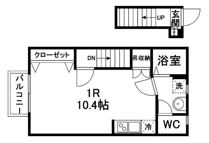 エミール連坊(ワンルーム/2階)の間取り写真