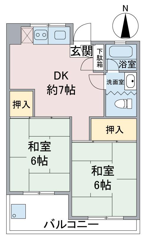 肥後ビル(2DK/4階)の間取り写真