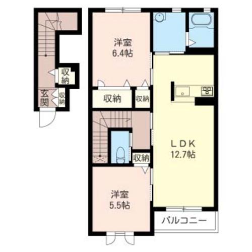 スカイメゾンつきみ野(2LDK/2階)の間取り写真