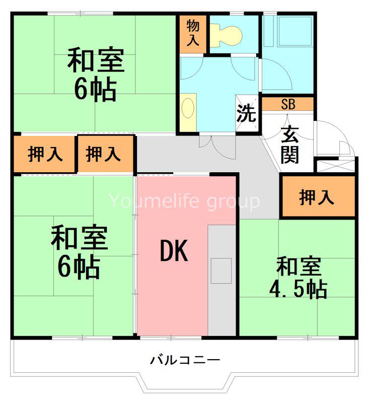 サンヴァリエ平塚37号棟(3DK/4階)の間取り写真