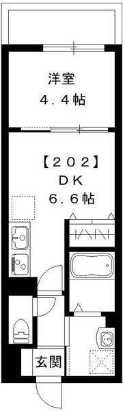 ミキハウスNO.Ⅱ(1DK/2階)の間取り写真