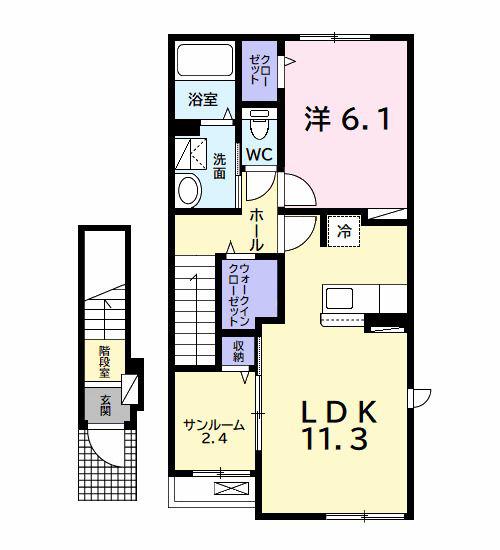 ソレイユ.F(1LDK/2階)の間取り写真