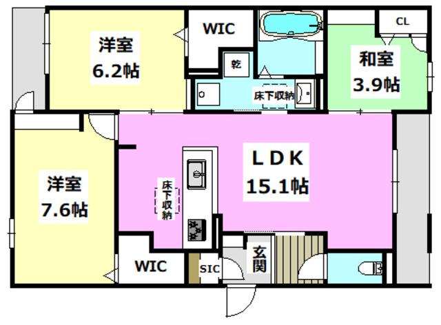 サンテリア水尾(3LDK/1階)の間取り写真