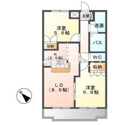 サンプロニティY・G(2LDK/1階)の間取り写真
