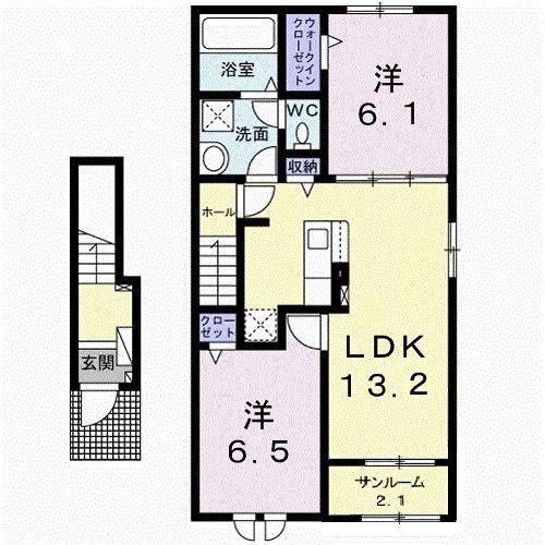 エアリーハウスG(2LDK/2階)の間取り写真