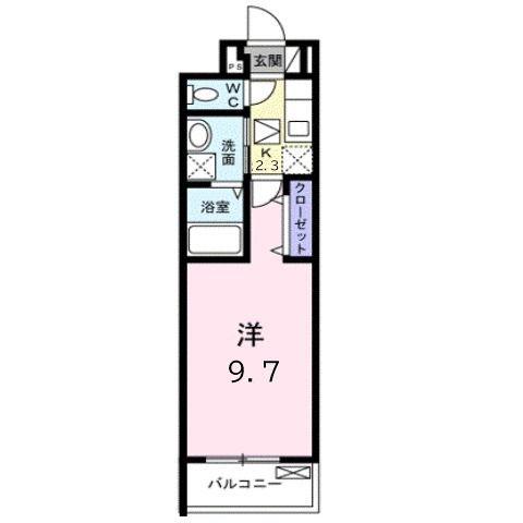 ベルセゾン(1K/1階)の間取り写真
