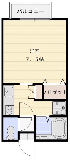 NEWハピーナ弐番館(ワンルーム/1階)の間取り写真