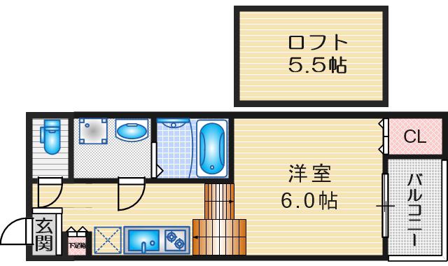 ハーモニーテラス柳原II(1SK/1階)の間取り写真