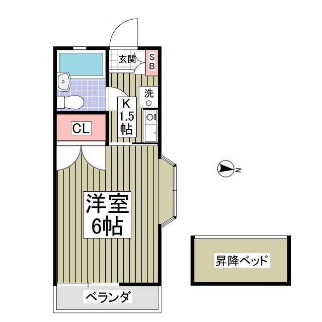 中川ヒルハイツ(1K/2階)の間取り写真