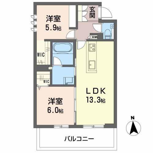 シャーメゾンステージ茜部本郷(2LDK/4階)の間取り写真