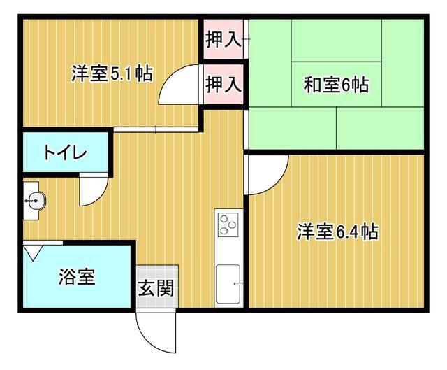 シェモア松葉 B(3K/2階)の間取り写真