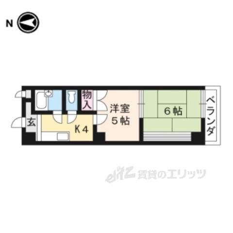 ロイヤルハイツ3(2K/4階)の間取り写真