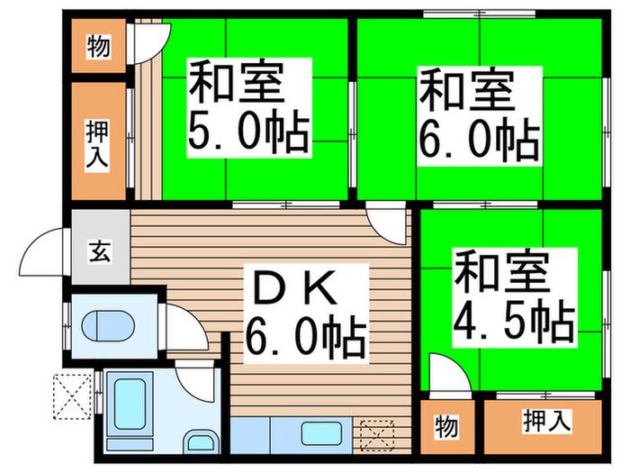伊藤荘氷川(3DK/2階)の間取り写真