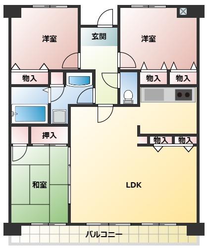グランドパレス青葉(3LDK/3階)の間取り写真
